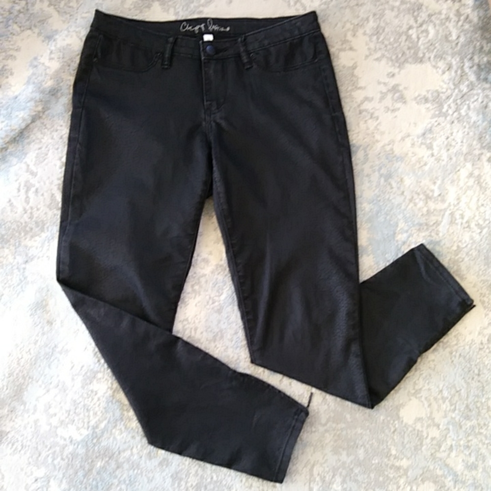 Chip & Pepper SYD Skinny Ankle Zip Pants 28 Black Alligator Print